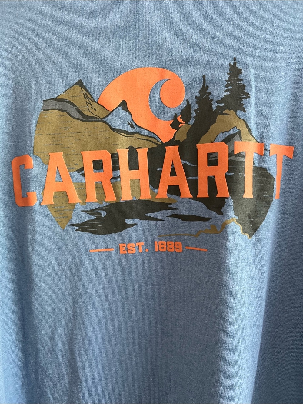 Carhartt Mens 3XL Blue Relaxed Fit Mountain Pocket Graphic Tee Shirt